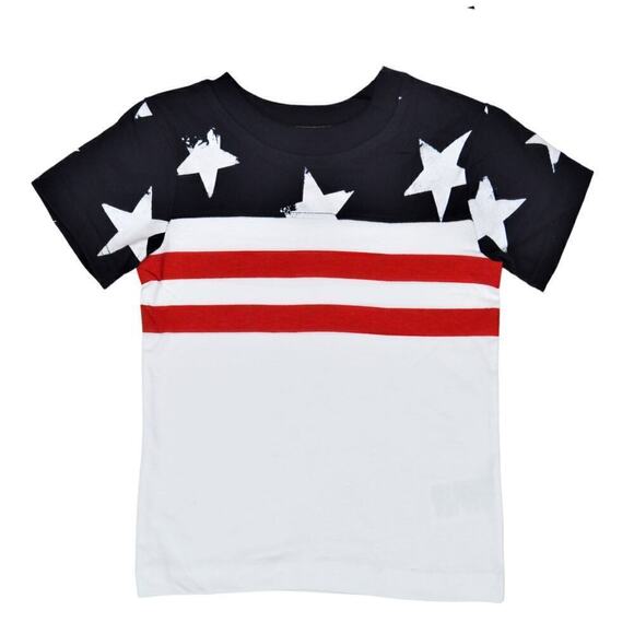 New! French Toast Toddler Boy's Cotton American Patriotic Stars Graphic Tee Top - Picture 1 of 3